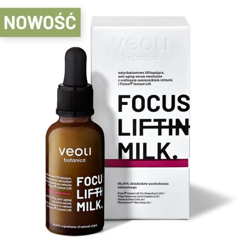 Veoli Botanica FOCUS LIFTING MILK natychmiastowo liftingujące anti-aging serum emulsyjne z roślinnym zamiennikiem retinolu i instant lift
