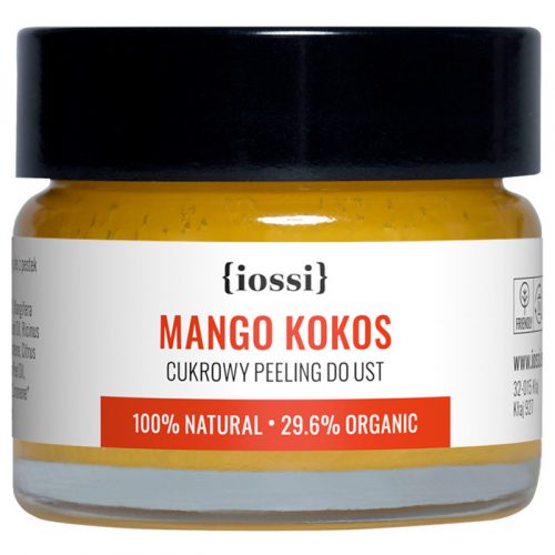 Mango Kokos. Delikatny cukrowy peeling do ust z woskiem pszczelim z Iossi